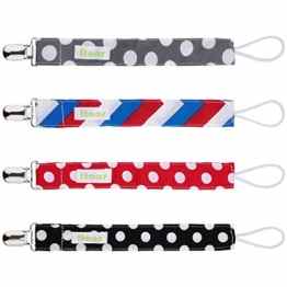 Itaar Pacifier Clip Schnullerketten Schnullerband aus Baumwolle 4 Stück