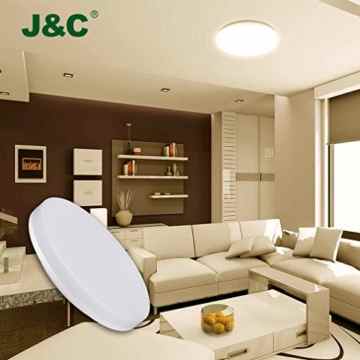 J&C® Elegant Ø280*48mm 18W 1550LM IP44 LED Feuchtraumlampe Deckenleuchte Warmweiß 2800K-3200K RA>80 90% Sparen Rund (18W Rund WW)
