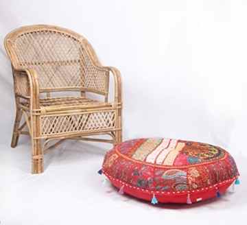 JTH Ethnic Decor Pouf Antik Frauengewand Hocker Fusshocker, rund Poof Boden Kissen Ottoman (Größe: 81,3 x 22,9 x 81,3 cm)