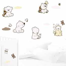 JUJU & COMPAGNIE – Jujubox Braun Niedliche Teddybären 2 Wandstickers – Full Set von Kinder Wandaufkleber – Babyzimmer Wandtattoos – Maße 50 x 90 cm