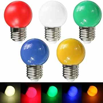 Janecrafts 1 Stück 3 Watt E27 LED Tropfenlampe Glühlampefür Biergartenlichterkette Bunt