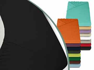 Jersey Spannbetttuch in bewährter Qualität – erhältlich in 16 modernen Farben und 5 verschiedenen Größen, 70 x 140 cm, schwarz