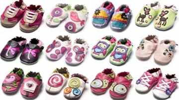 Jinwood designed by amsomo – Girls – Maedchen – Hausschuhe – Lederpuschen – Krabbelschuhe – soft sole / mini shoes div. Groeßen