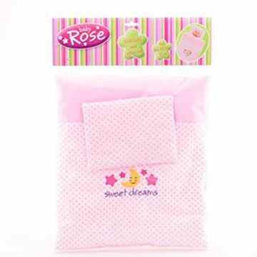 Johntoy 27537 Baby Rose Puppen Decke und Kissen-Set