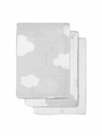 Jollein 536-848-65057 Mull Waschlappen Clouds, 3 pack, grau