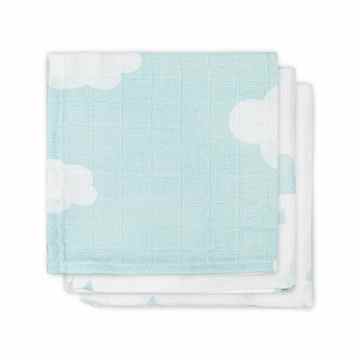 Jollein 537-848-65055 Mull Mundtuch Clouds, 3 pack, blau/jade