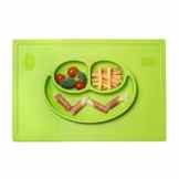 Joyoldelf 2-in-1 Kinderteller „Baby Happy Face“ mit Unterteilung/rutschfestes Tischset, Teller mit Saugnapf