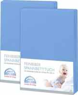Julius Zöllner Spannbettlaken 2er-Pack Biber blau/blau Größe 60×120 cm – 70×140 cm