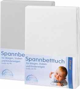 Julius Zöllner Spannbettlaken 2er-Pack Single-Jersey hellgrau/weiß Größe 40×90 cm