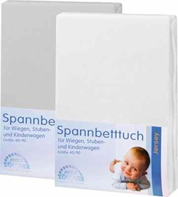 Julius Zöllner Spannbettlaken 2er-Pack Single-Jersey hellgrau/weiß Größe 40×90 cm