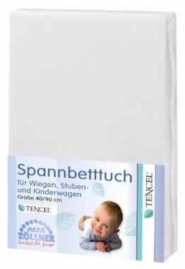 Julius Zöllner Spannbetttuch Spannbettlaken Tencel 90×40 cm weiß