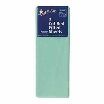 Junior Joy 6229MI Babybett Baumwolle Spannbetttuch, 2 Stück, minze