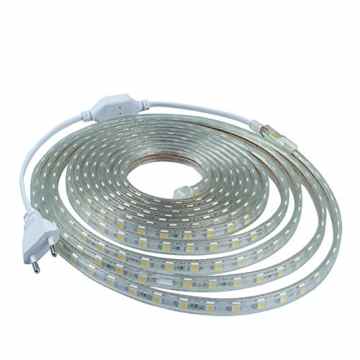 KAIPUZM 5m 5050 SMD Warmweiß LED Streifen Beleuchtung 220V Heim Dekorative Wasserdichter LED Band Leiste mit 300LEDs