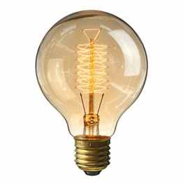 KINGSO Edison Vintage Glühbirne (E27, 60W, 220V,G80) Deko Globe Retro Glühlampe Antike Stil G80 Fadenlampe warmweiß