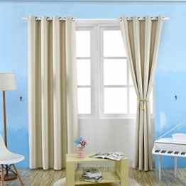 KINLO® 2 Stücker 145*175cm (BreitexLänge) Gardinen blickdicht Beige Vorhang blackout 100% Polyester Verdunklungsvorhang mit Ösen für Schlafzimmer Wärmeschutz & Geräuschreduzierung 2 Jahren Garantie