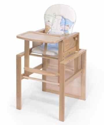 KOKO- Kombi-Hochstuhl | „OSKAR“ | BUCHE | umbaubar zur Stuhl-Tisch Kombination | Foliensitzwahl