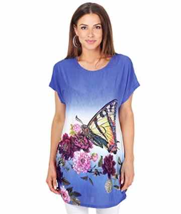 KRISP Damen Kurzarm Longshirt Langes Shirt Sommer Print Tshirt mit Aufdruck