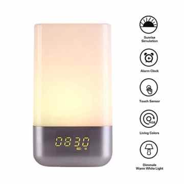 Kainuoa® Lichtwecker mit Sonnenaufgang Wake Up Light Dimmbares Farblicht Aufweckleuchte Touch Stimmungslampe Dekolicht, weiß
