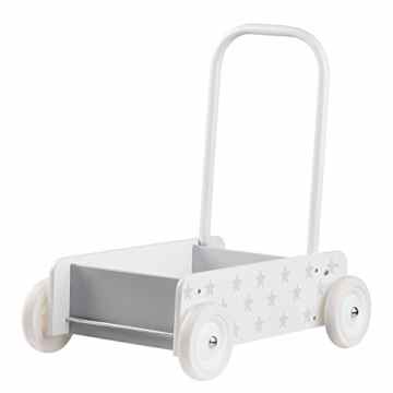 Kids Concept 412631 Lauflernwagen Holz mit Bremse Star weiß / grau m. Bremse