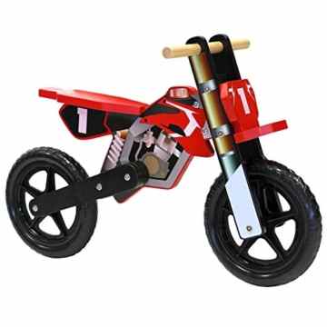 Kinder Laufrad im Motorrad-Stil – Lernrad für Mädchen und Jungen – Holz – Rot