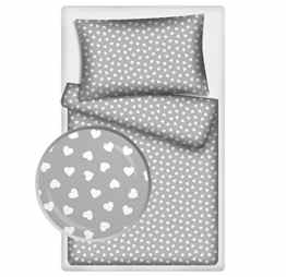 Kinderbettwäsche Herzchen 2-tlg. 100% Baumwolle 40×60 + 100×135 cm mit Reißverschluss