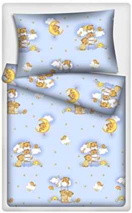 Kinderbettwäsche Schlafenszeit 2-tlg. 100% Baumwolle 40×60 + 100×135 cm mit Reißverschluss