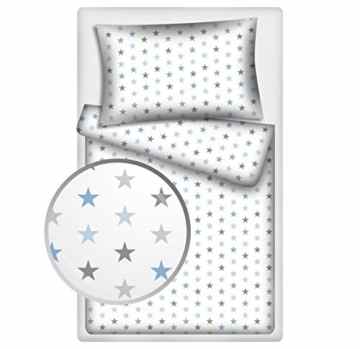 Kinderbettwäsche Stars 2-tlg. 100% Baumwolle 40×60 + 100×135 cm mit Reißverschluss