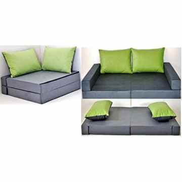 Kindersofa Collage 3in1 Sofa Ecksofa Bett Ausziehbett grau-grün Uni A1