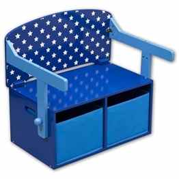 Kinderstuhl – Kindertisch – Kinderbank 3in1 mit Farbauswahl (Sterne blau)