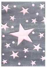 Kinderteppich Happy Rugs STARS silbergrau/rosa 80 x 150 cm
