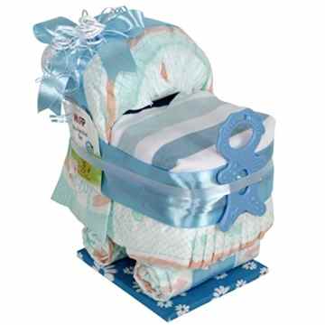 Kleiner Windelwagen „Baby Boy“ Geschenk zur Geburt oder Taufe. Geschenkfertig in Folie verpackt auf Wunsch mit kostenlosen Grußkärtchen und Wunschtext Windeltorte
