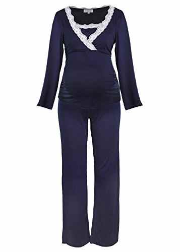 Komfortabler Stillpyjama-Stillnachthemd für Schwangere in Lang oder Kurz für Damen in Blau, Grau, Rosa (2000)