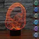 Kopfhörer 3D optische LED Illusion Lampen, FZAI 7 Farbe blinkende Kunst Skulptur Lichter Schlafzimmer Schreibtisch Tisch Nacht Licht Awesome Geschenke