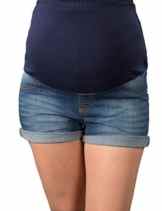 Kurze Jeans Umstandsshorts / Umstandshose mit Bauchband für Sommer 9037