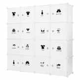 LANGRIA Regalsystem 16-Kubus DIY Modular Garderobenschrank Schuhschrank mit Aufkleber mit verschiedenen Kategorie-Icons Milchig Weiß