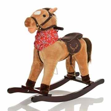 LCP KIDS grosses Plüsch Kinder Schaukelpferd GRANDOR – Spielzeug mit Galoppgeräuschen und Soundeffekten