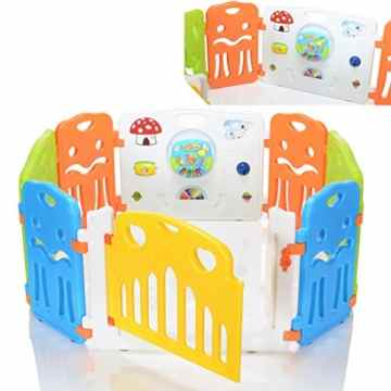 LCP Kids CORRAL Laufgitter Gr. M – mehrseitiger Baby und Kinder Laufstall Krabbelpark mit tür und Spielzeugboard