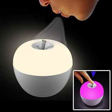 LED Nactlicht,2017 Neuest Apfel Farbwechsel Stimmungslichter Blowing Kontrolle Nachttischlampe, Batteriebetrieben, Ideale Weihnachtsgeschenke fuer Kinder