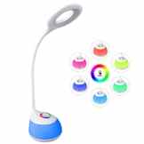 LED Schreibtischlampe, Aquiver Touch Dimmbar Tischleuchte mit 3 Helligkeitsstufen, USB und  Schwanenhals, Augenschutz Modern Kabellos Leselampe Tischlampe für Kinder-Weiß