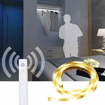 LED Streifen Beleuchtung, WERTIOO Bewegungssensor Flexible LED Streifen Beleuchtung 3.28ft für Kinderbett Wandschrank 1m LED Strip, 4000K Warmweiss,