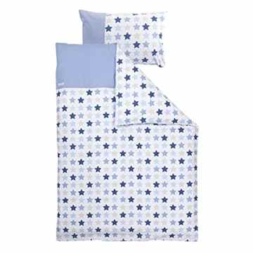 LITTLE DUTCH 0558 Kinderbettwäsche Mixed Stars Blue Größe: 100 x 135 cm und 40 x 60 cm