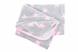 LOTTAS LABLE 25000-1 Fleecedecke Sterne grau/rosa