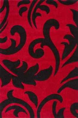 Lalee 347222650 Moderner Designer Teppich Muster Ranken Konturenschnitt Größe 80 x 150 cm , rot / schwarz