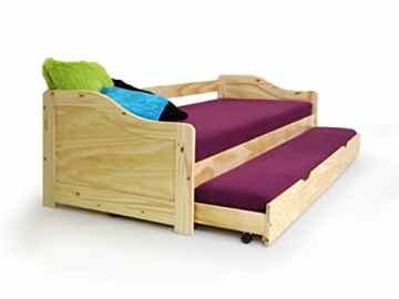 Laura Funktionsbett Tandemliege Jugendbett und Kinderbett mit Bettkasten Pinie natur inkl. 2 x Lattenrost in 90 x 200 cm