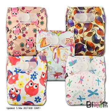 Little Bloom Stoffwindel, wiederverwendbar, Klettverschluss, verschiedene Muster, 5-er Pack