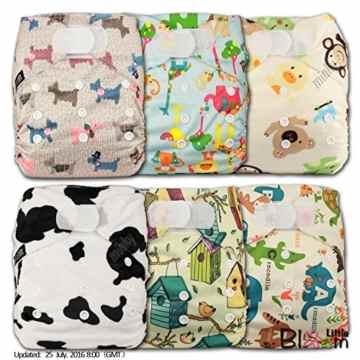 Little Bloom Stoffwindel, wiederverwendbar, Klettverschluss, verschiedene Muster, 6er-Pack