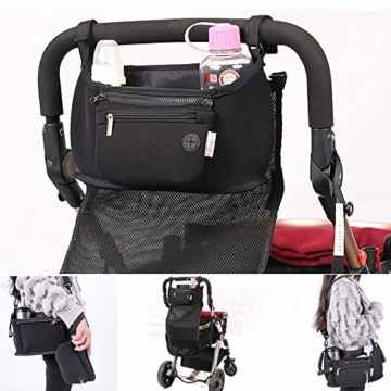 Lucear Kinderwagen Organizer, Baby Kinderwagen Buggy mit Universale Passform ( 2 In 1 abnehmbar Tasche) Multi Funktionen.