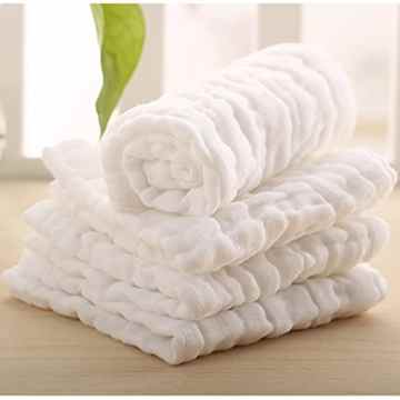 Lucear Musselin Babybadetuch mit Haken, 6 Stücke, 30x30cm weiß verwendbare Tücher, Babytücher Beste Geschenke für Baby