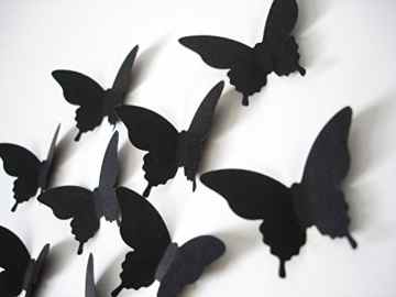 Luxbon 40 Stück 3D Schmetterlinge Wandtattoo Wanddekoration mit Klebepunkten zur Fixierung Schwarz