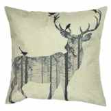 Luxbon Hirsch Leinen Kissenbezug Lendenkissen Wurfkissenbezug Pillowcase Cafe Haus Auto Deko Schwarz 45 x 45 cm